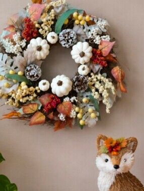 🦊 Autumn Sisal Fox & Wreath | For Centerpiece or Hang